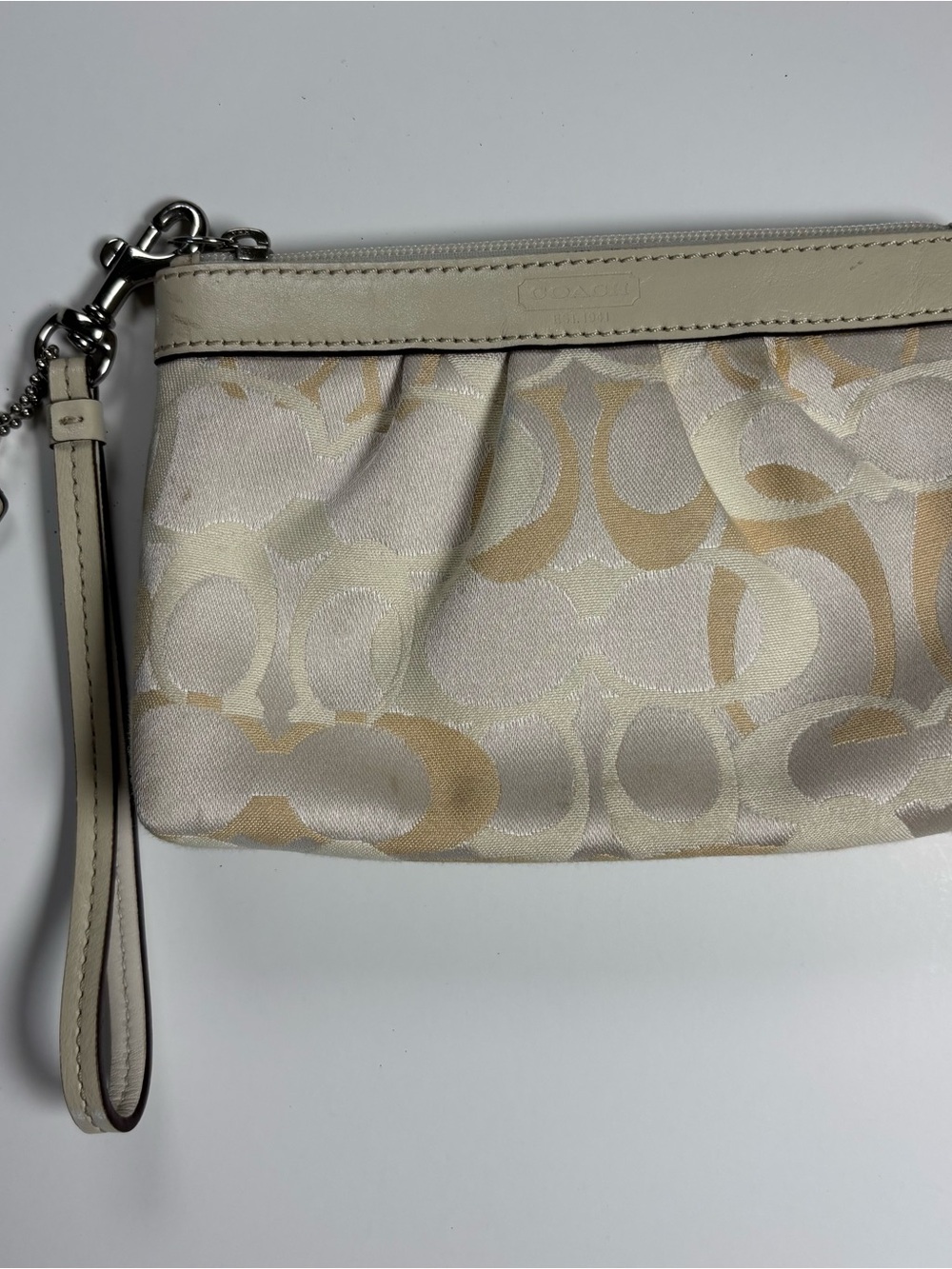 Coach Cream Signature Wristlet Clutch